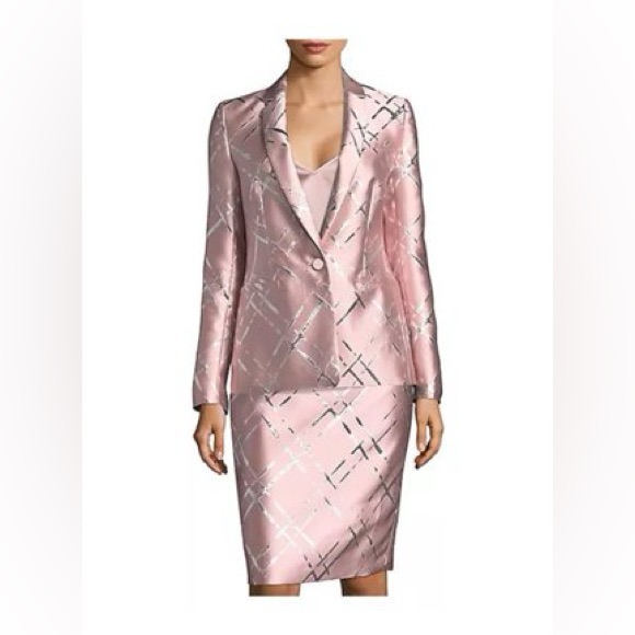 Escada Pink/Silver Metallic Jacquard Women's Skirt N279-12